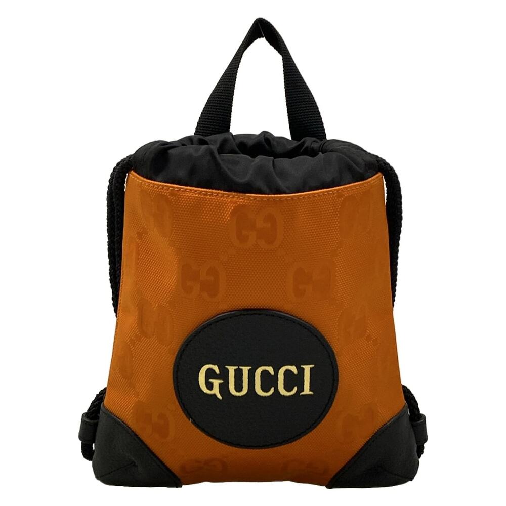 Gucci Off the Grit Backpack Daypack Backpack 643887 Orange Black Nylon Leather - Picture 1 of 15